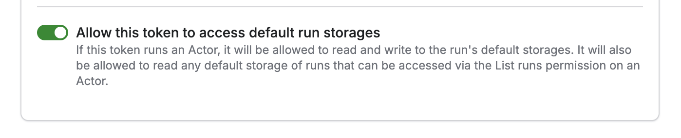 Configure whether the trigger token gets write access to the run default storages.